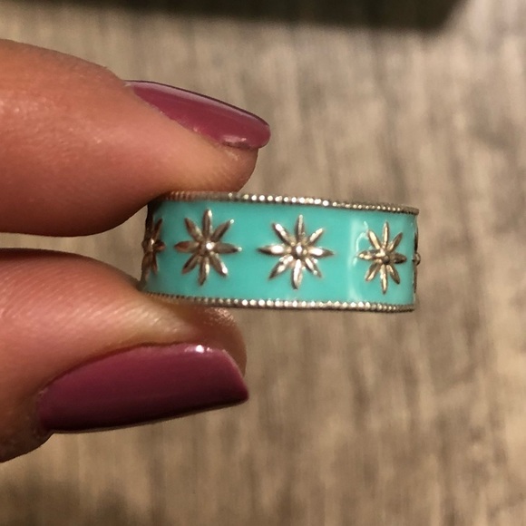 Daisy Blue Enamel Ring 